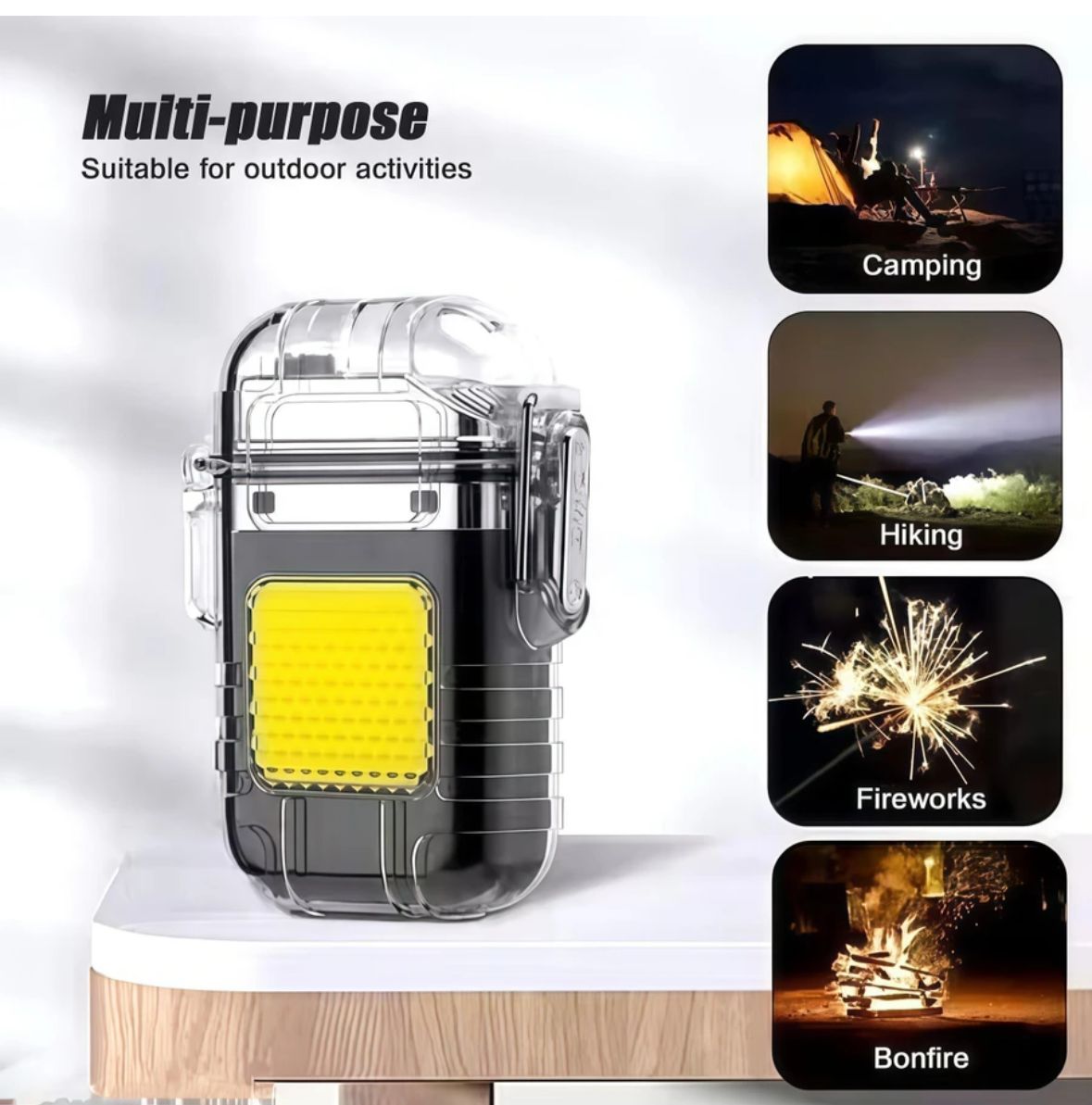 RECHARGEABLE WATERPROOF LED FLASHLIGHT & ELECTRIC LIGHTER
