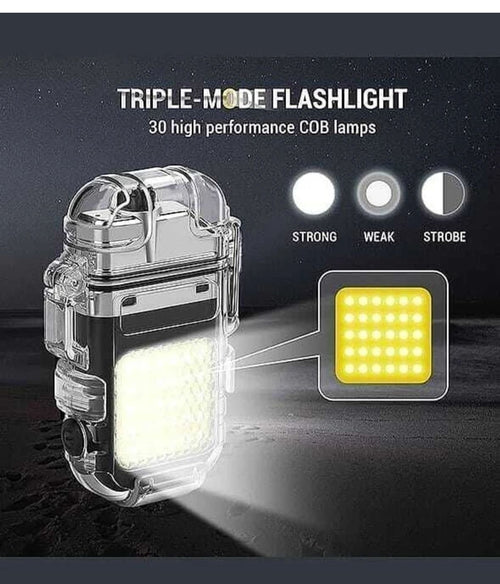 RECHARGEABLE WATERPROOF LED FLASHLIGHT & ELECTRIC LIGHTER