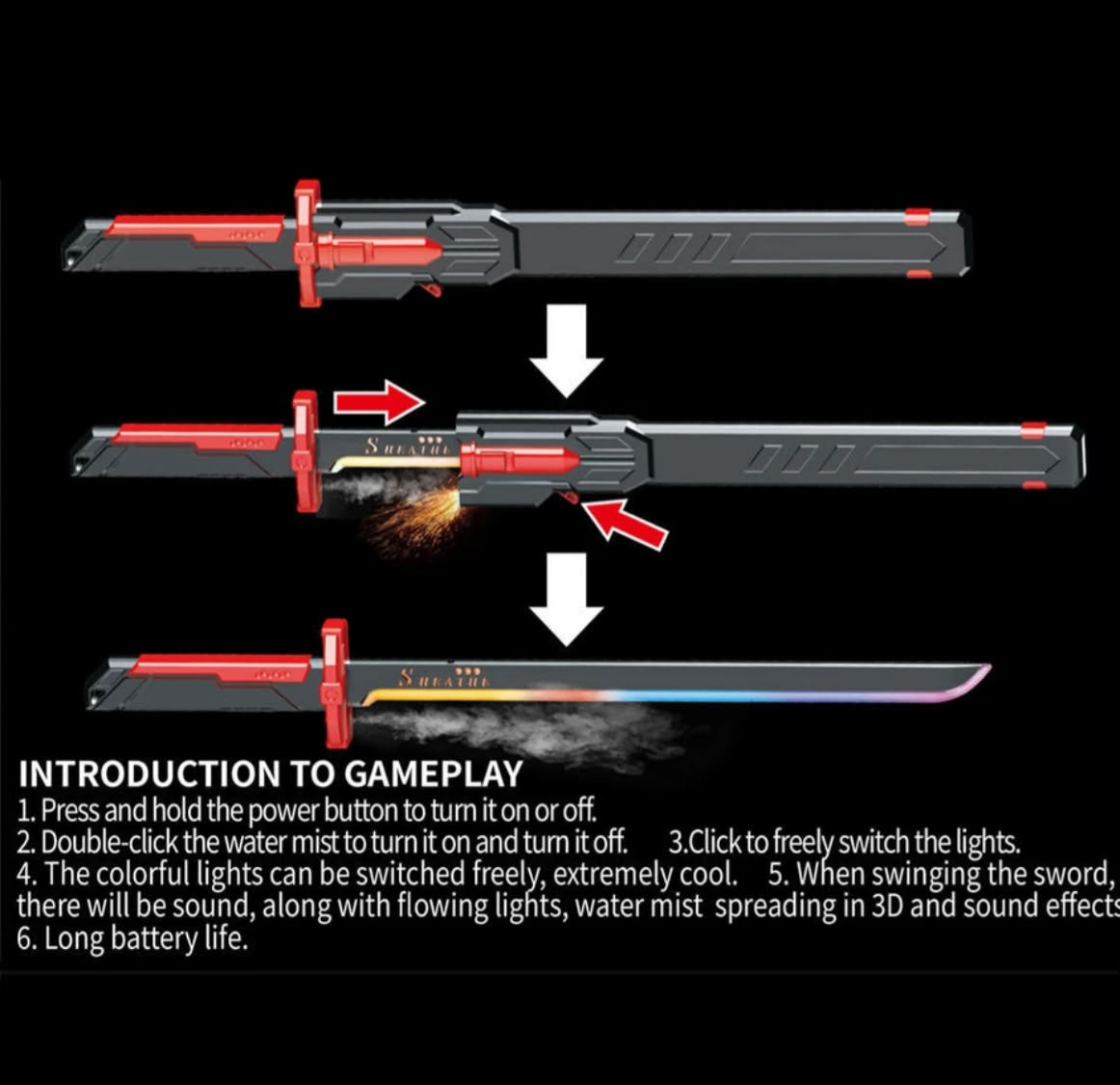⚔️ LED LIGHT-UP SPARK EFFECT TOY SWORD
