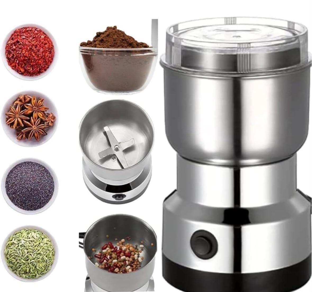 NIMA ELECTRIC STAINLESS STEEL SPICE AND COFFEE BEAN GRINDER