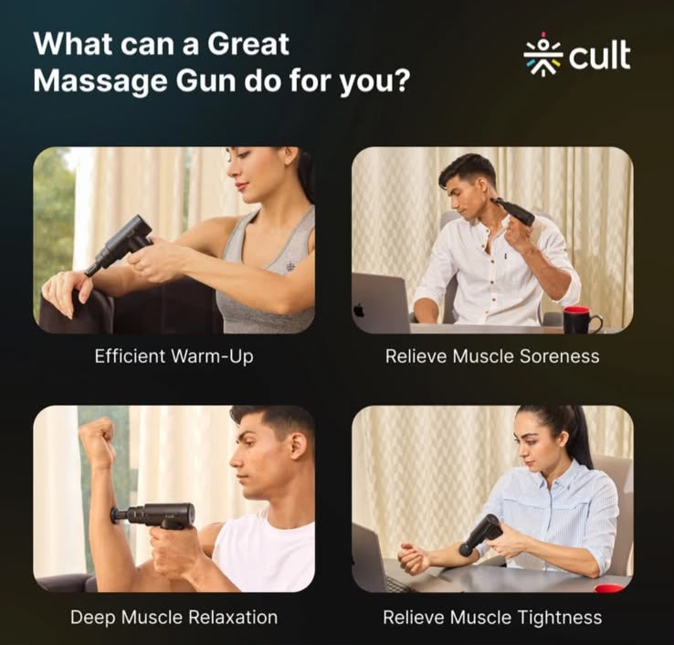 CULT PORTABLE MINI MASSAGE GUN WITH INTERCHANGEABLE HEADS