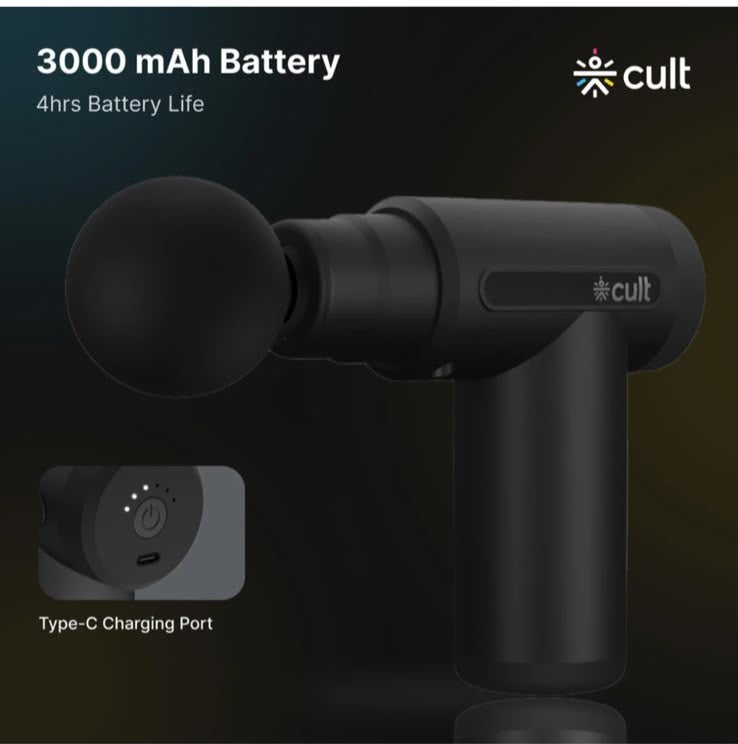 CULT PORTABLE MINI MASSAGE GUN WITH INTERCHANGEABLE HEADS