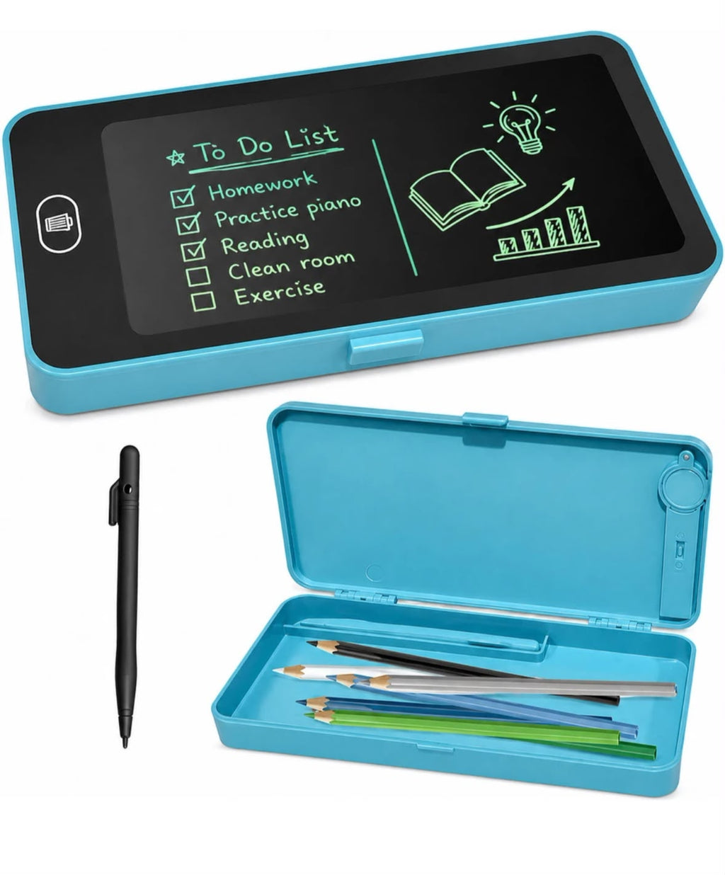 2-IN-1 MULTIFUNCTIONAL LCD WRITING PENCIL BOX FOR KIDS