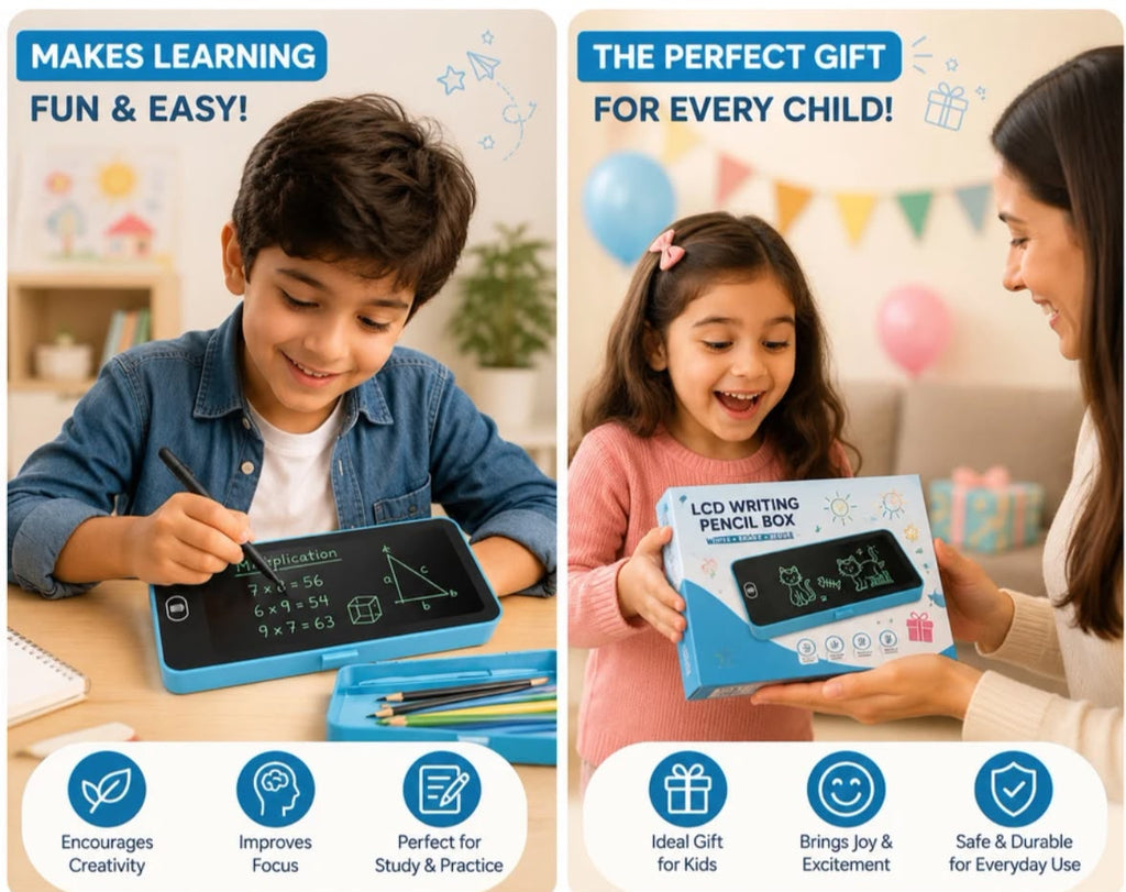 2-IN-1 MULTIFUNCTIONAL LCD WRITING PENCIL BOX FOR KIDS