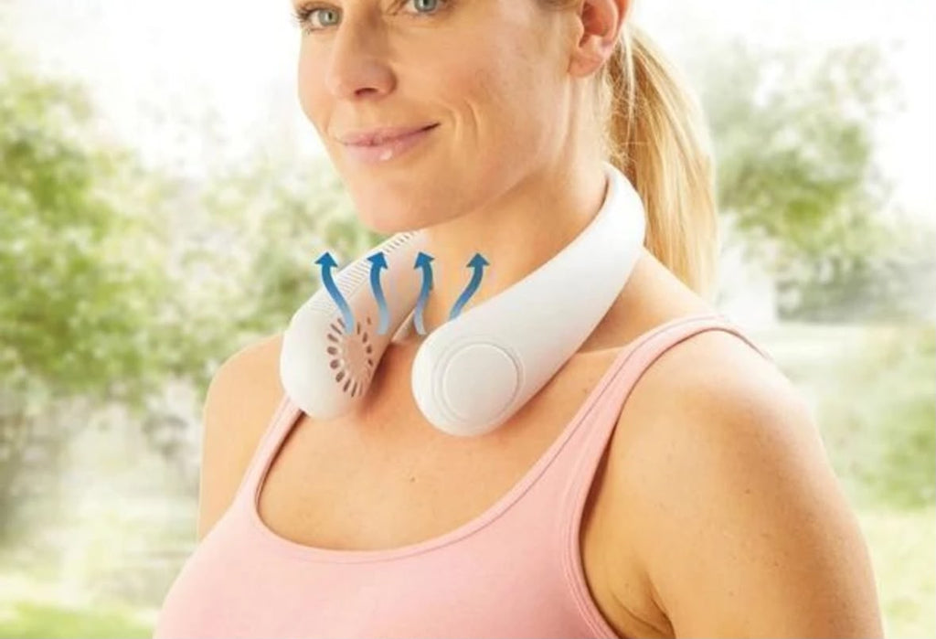 PORTABLE BLADELESS HANGING NECK FAN FOR HANDS-FREE PERSONAL COOLING