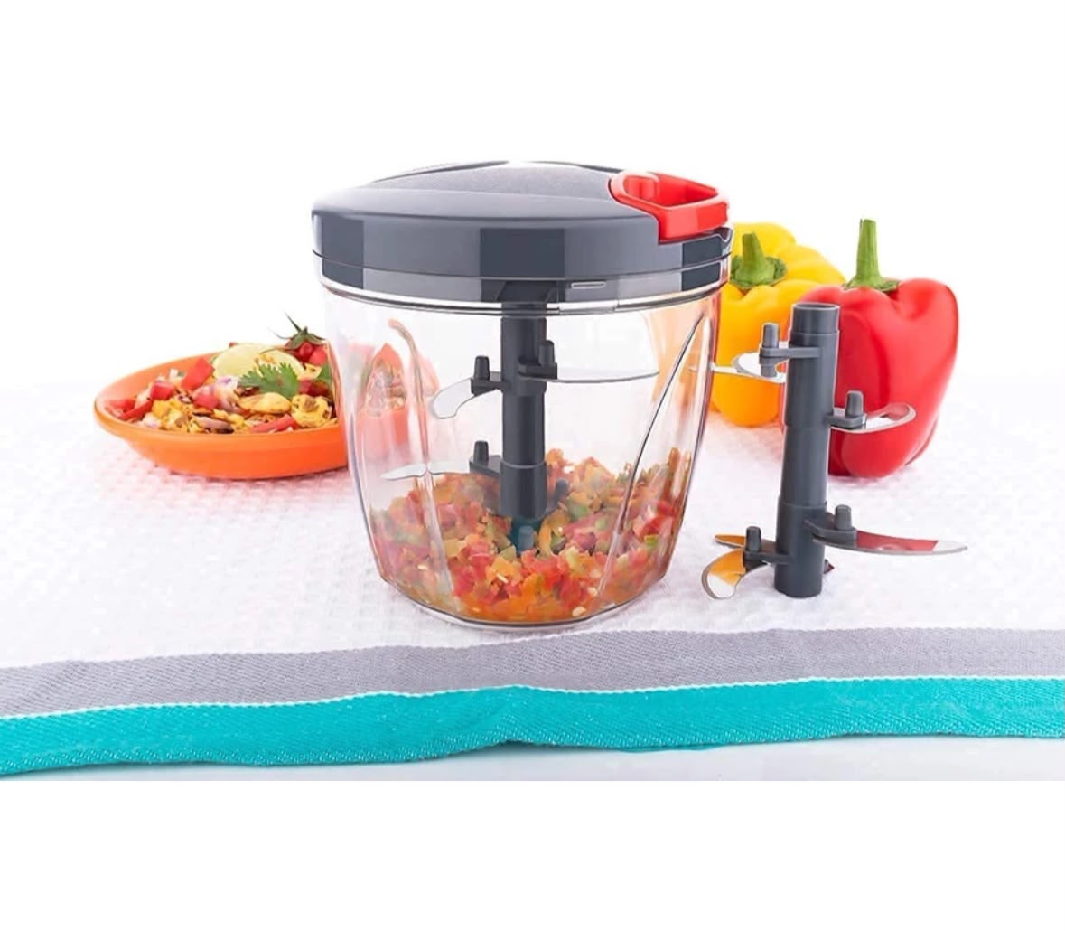 MANUAL HAND-PULL VEGETABLE CHOPPER AND FOOD PROCESSOR