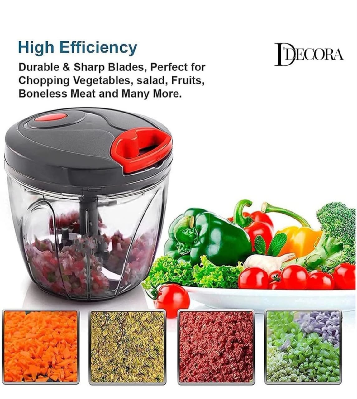 MANUAL HAND-PULL VEGETABLE CHOPPER AND FOOD PROCESSOR