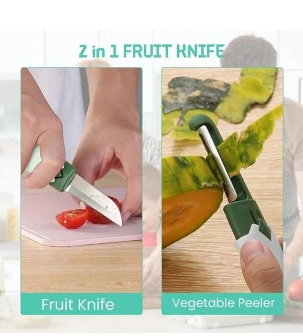 MULTI-FUNCTIONAL 2-IN-1 FRUIT KNIFE AND VEGETABLE PEELER SET