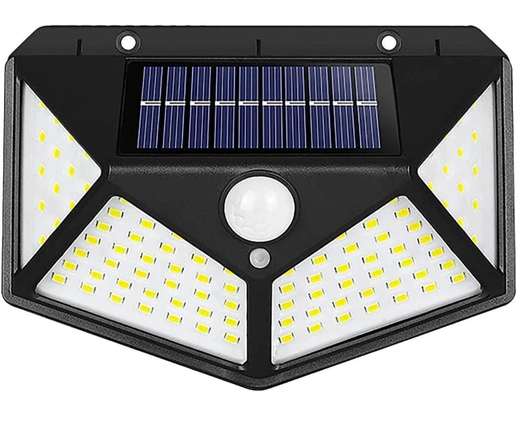 100 LED SOLAR MOTION SENSOR OUTDOOR LIGHTS – IP65 WATERPROOF SECURITY WALL LAMPS