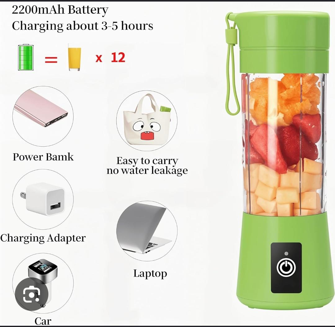 PORTABLE ELECTRIC JUICER BLENDER – RECHARGEABLE PERSONAL SMOOTHIE MAKER