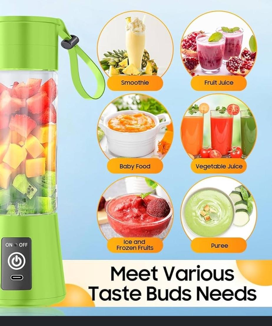 PORTABLE ELECTRIC JUICER BLENDER – RECHARGEABLE PERSONAL SMOOTHIE MAKER