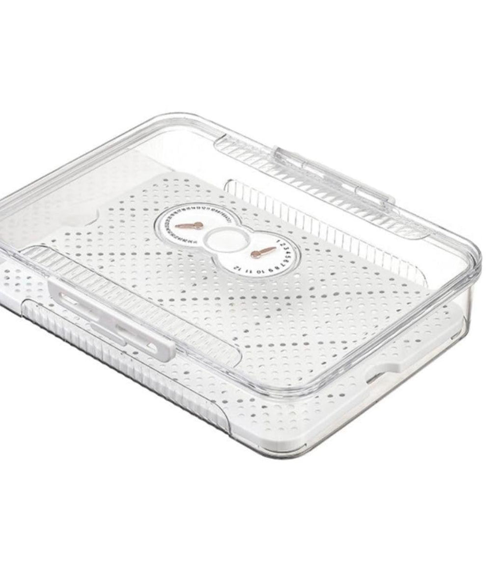 STACKABLE FOOD STORAGE CONTAINER WITH FRESHNESS DIAL – REFRIGERATOR ORGANIZER BIN
