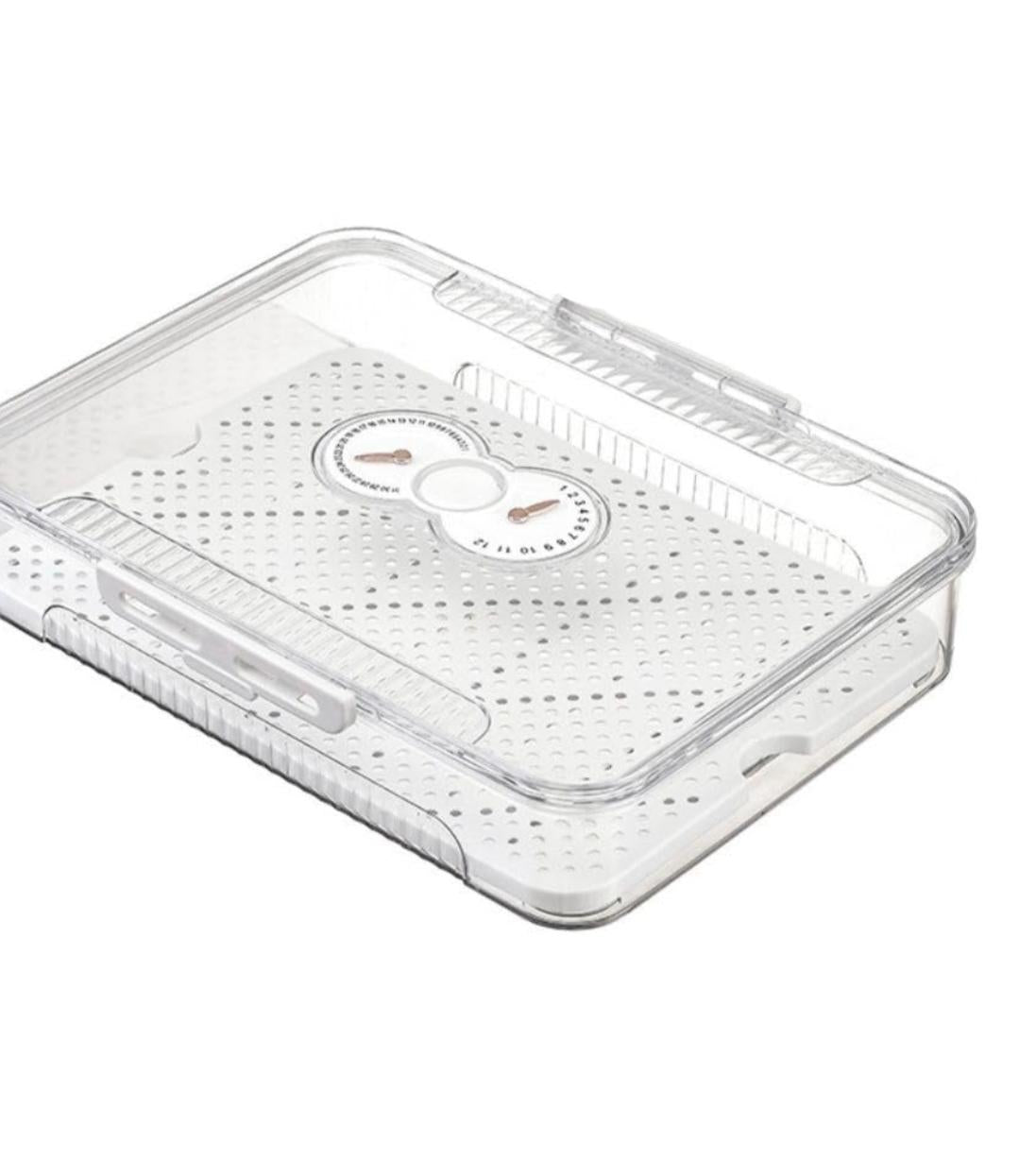 STACKABLE FOOD STORAGE CONTAINER WITH FRESHNESS DIAL – REFRIGERATOR ORGANIZER BIN
