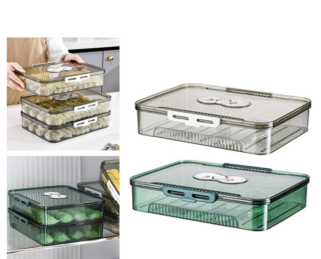 STACKABLE FOOD STORAGE CONTAINER WITH FRESHNESS DIAL – REFRIGERATOR ORGANIZER BIN