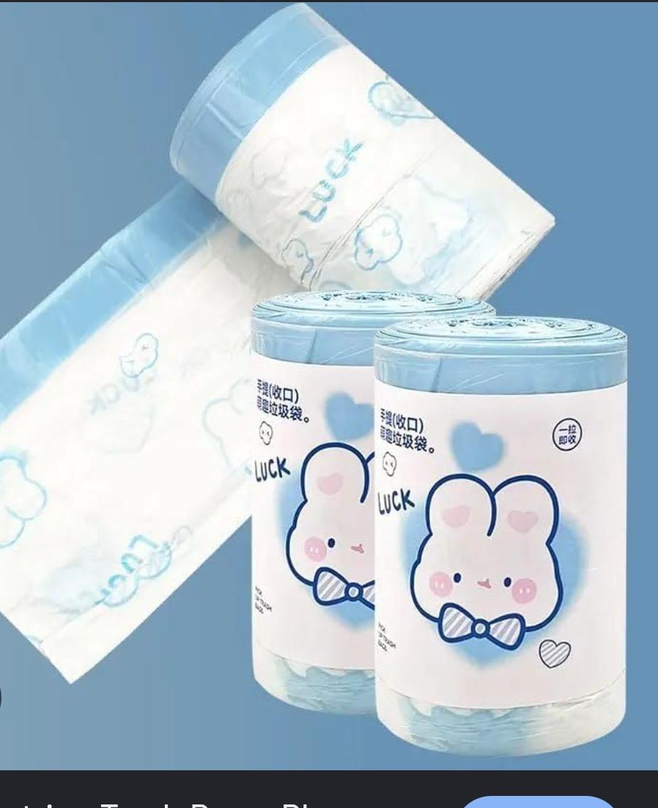 DRAWSTRING TRASH BAGS WITH CUTE RABBIT DESIGN