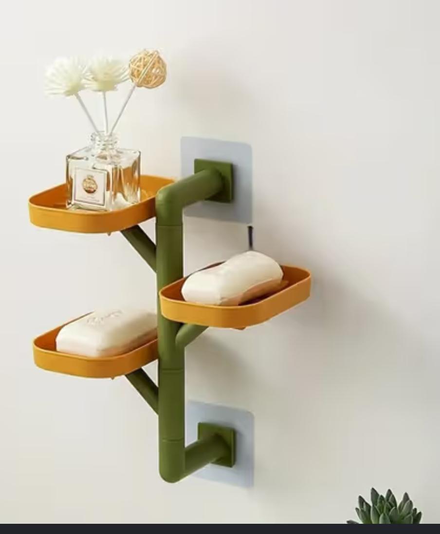 MULTI-TIER ROTATABLE WALL-MOUNTED SOAP HOLDER