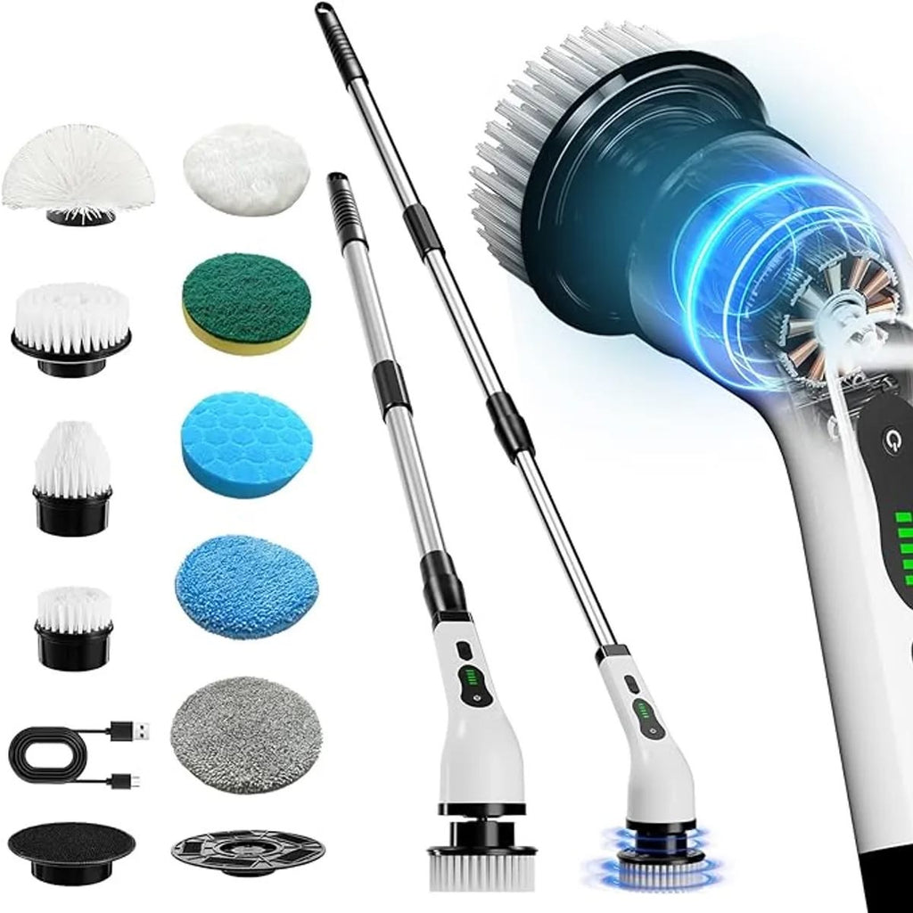 9-in-1 Electric Spin Scrubber – Cordless Rechargeable Cleaning Brush with Extension Handle