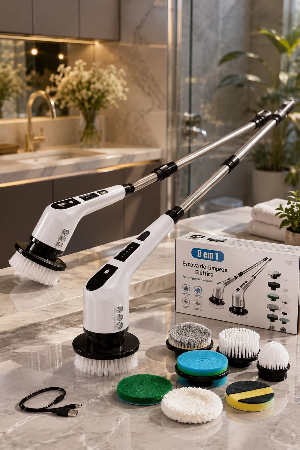 9-in-1 Electric Spin Scrubber – Cordless Rechargeable Cleaning Brush with Extension Handle