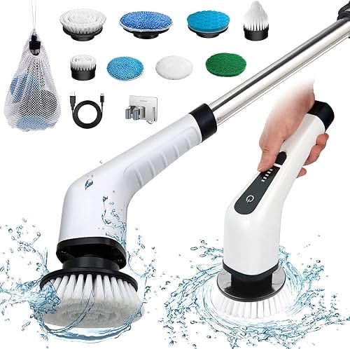 9-in-1 Electric Spin Scrubber – Cordless Rechargeable Cleaning Brush with Extension Handle