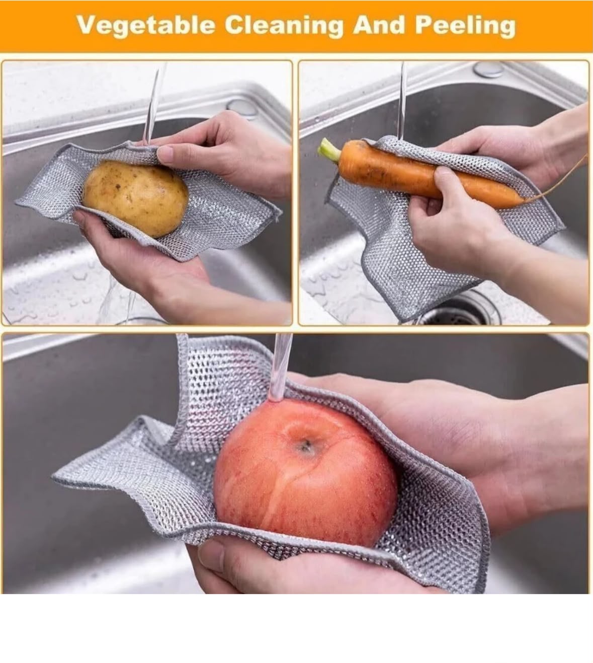 10-PIECE MULTIPURPOSE WIRE DISHWASHING RAG SET – NON-SCRATCH METALLIC MESH CLEANING CLOTHS FOR DISHES, PANS, STOVE TOPS, AND HOUSEHOLD SCRUBBING