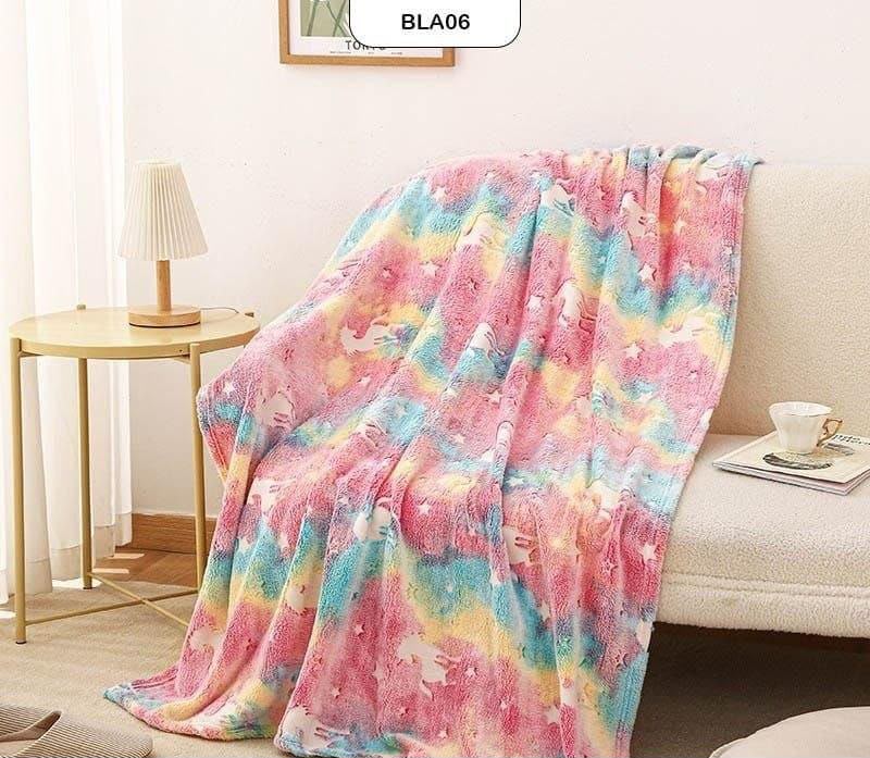 PREMIUM GLOW IN THE DARK UNICORN BLANKET - ULTRA SOFT RAINBOW FLANNEL FLEECE THROW FOR KIDS, PERFECT FOR COZY NIGHTS AND BEDROOM DECOR