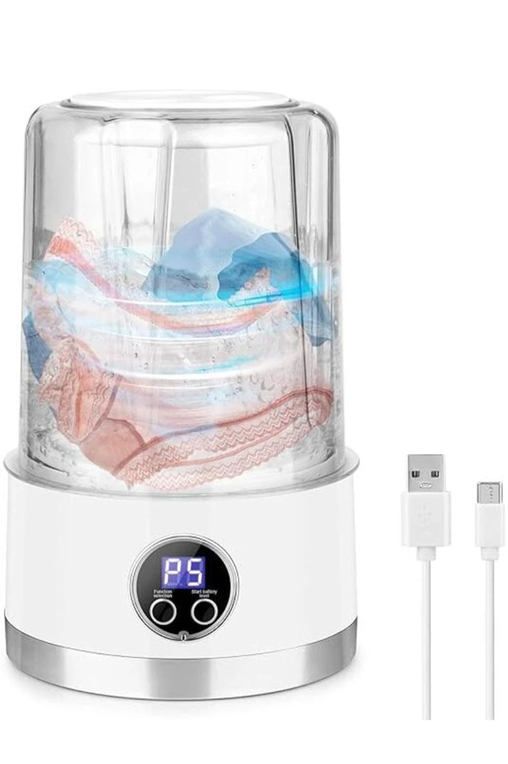 PORTABLE USB RECHARGEABLE AUTOMATIC GLASS WASHER – CORDLESS ELECTRIC SPINNING CUP BLENDER & CLEANER WITH