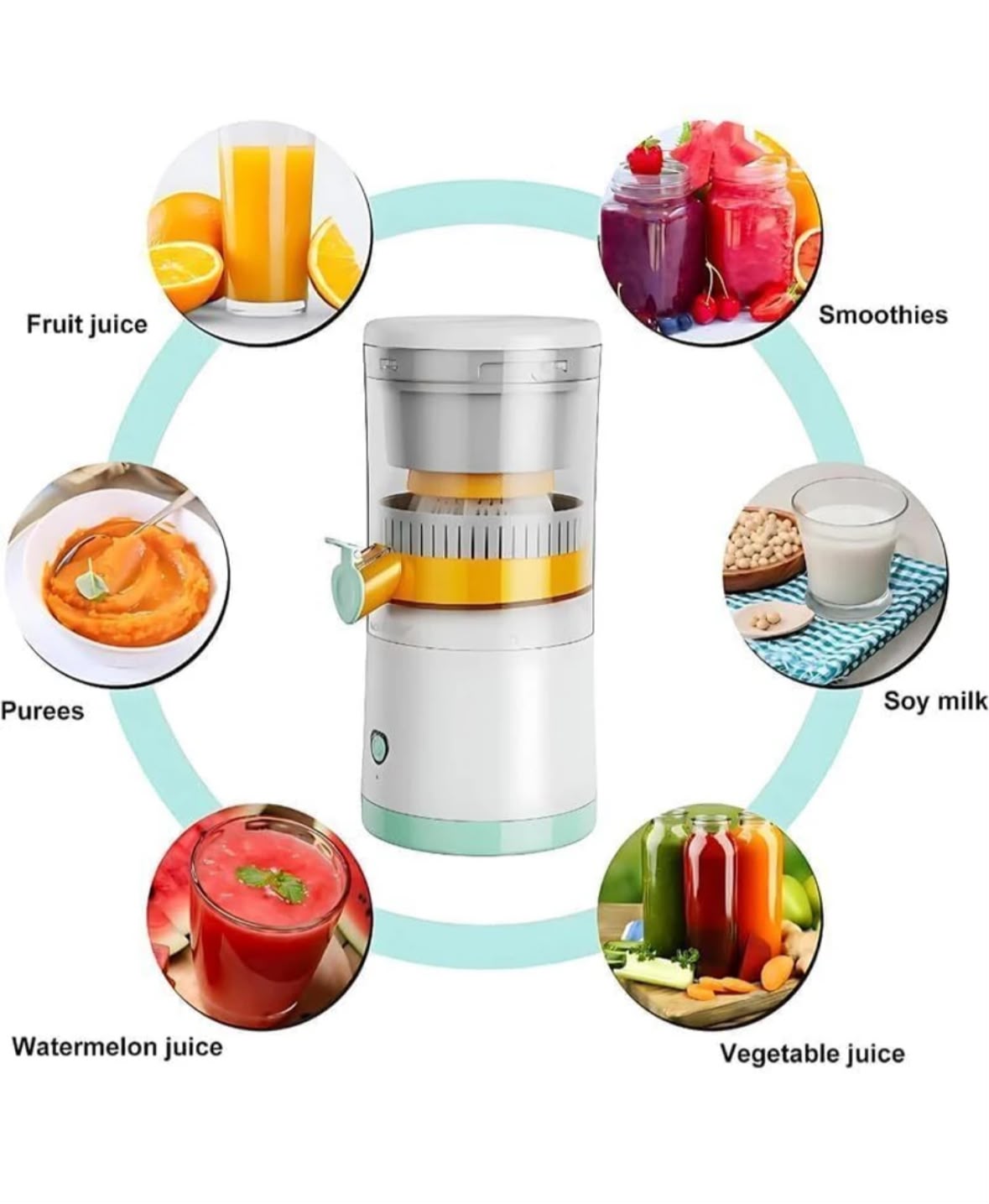 PORTABLE ELECTRIC CITRUS JUICER – WIRELESS AUTOMATIC ORANGE JUICE SQUEEZER WITH USB RECHARGEABLE BATTERY, ONE-BUTTON OPERATION FOR FRESH FRUIT JUICING