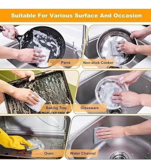 10-PIECE MULTIPURPOSE WIRE DISHWASHING RAG SET – NON-SCRATCH METALLIC MESH CLEANING CLOTHS FOR DISHES, PANS, STOVE TOPS, AND HOUSEHOLD SCRUBBING