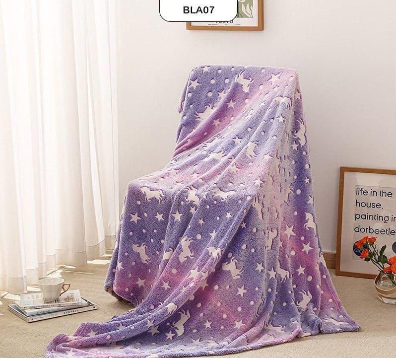 PREMIUM GLOW IN THE DARK UNICORN BLANKET - ULTRA SOFT RAINBOW FLANNEL FLEECE THROW FOR KIDS, PERFECT FOR COZY NIGHTS AND BEDROOM DECOR