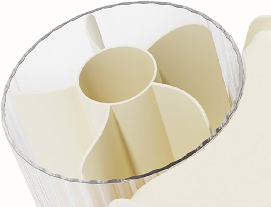 MUMUSO 360° ROTATING MAKEUP ORGANIZER AND DESK TIDY – 7-COMPARTMENT MULTIFUNCTIONAL COSMETIC HOLDER WITH LUXURIOUS STRIPE DESIGN AND ELEVATED FEET