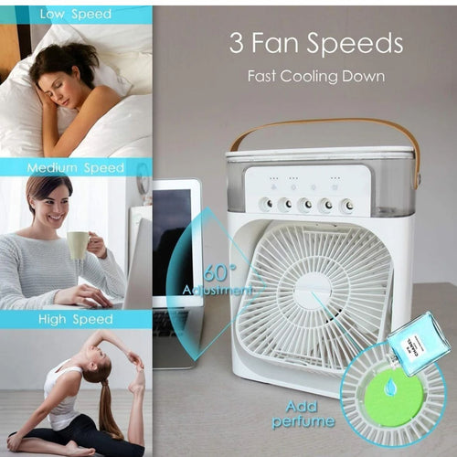 PORTABLE 3-IN-1 AIR COOLER FAN WITH HUMIDIFIER & LED LIGHT