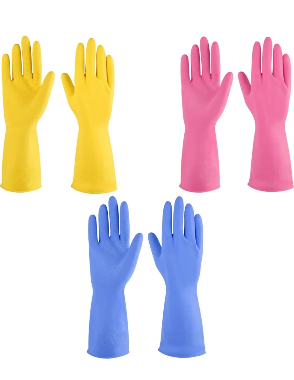 PREMIUM WATERPROOF RUBBER CLEANING GLOVES – REUSABLE MULTIPURPOSE HOUSEHOLD LATEX GLOVES WITH NON-SLIP GRIP FOR DISHWASHING, LAUNDRY, AND KITCHEN CLEANING