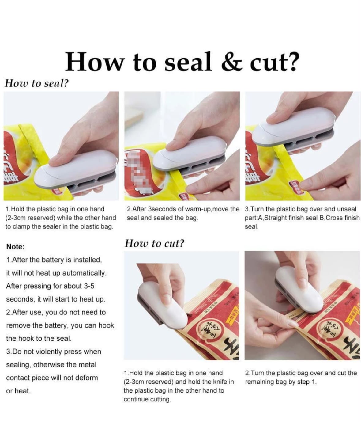 2-IN-1 PORTABLE MINI BAG SEALER AND CUTTER – HANDHELD HEAT SEALER FOR FOOD STORAGE, PLASTIC BAG RESEALER, AND KITCHEN GADGET