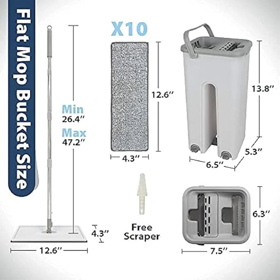 FREE DELIVERY                         SMART HANDS-FREE FLAT MOP WITH BUCKET SET | 360° ROTATING FLOOR CLEANER WITH ULTRA-ABSORBENT MICROFIBER PADS FOR EFFORTLESS HOME CLEANING TOATAL PAD 2