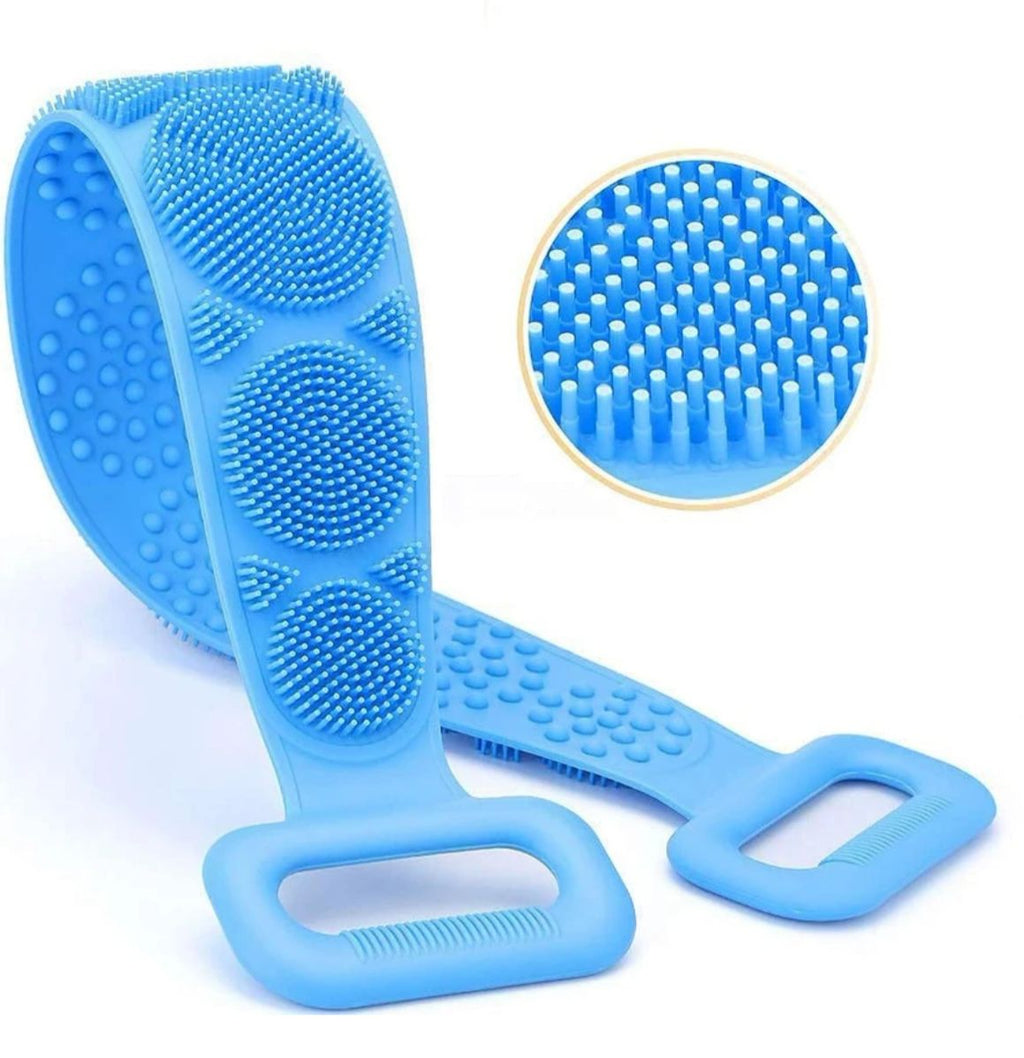 PREMIUM SILICONE BACK SCRUBBER FOR SHOWER – DOUBLE-SIDED EXFOLIATING BATH BODY STRAP WITH COMFORT HANDLES