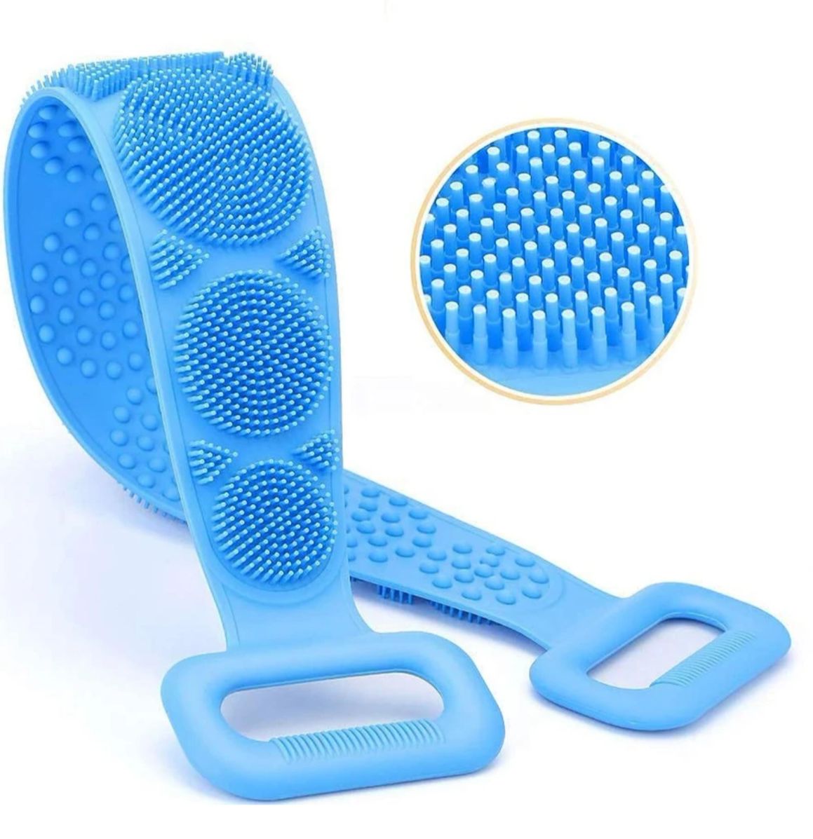 PREMIUM SILICONE BACK SCRUBBER FOR SHOWER – DOUBLE-SIDED EXFOLIATING BATH BODY STRAP WITH COMFORT HANDLES