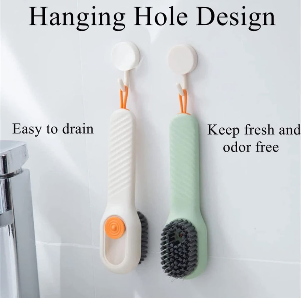 MULTIFUNCTIONAL LIQUID DISPENSING SHOE CLEANING BRUSH – ERGONOMIC SOFT-BRISTLE SCRUBBER FOR SHOES, CLOTHES, AND HOUSEHOLD CLEANING