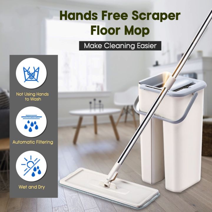 FREE DELIVERY                         SMART HANDS-FREE FLAT MOP WITH BUCKET SET | 360° ROTATING FLOOR CLEANER WITH ULTRA-ABSORBENT MICROFIBER PADS FOR EFFORTLESS HOME CLEANING TOATAL PAD 2
