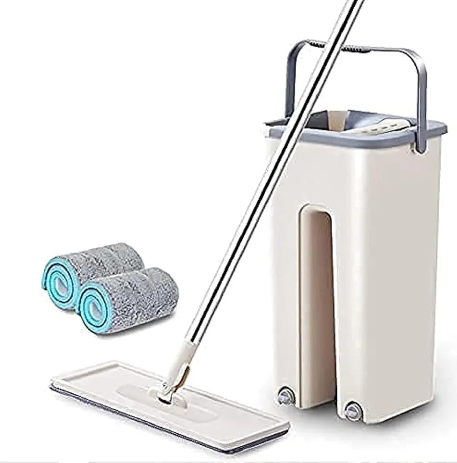 FREE DELIVERY                         SMART HANDS-FREE FLAT MOP WITH BUCKET SET | 360° ROTATING FLOOR CLEANER WITH ULTRA-ABSORBENT MICROFIBER PADS FOR EFFORTLESS HOME CLEANING TOATAL PAD 2