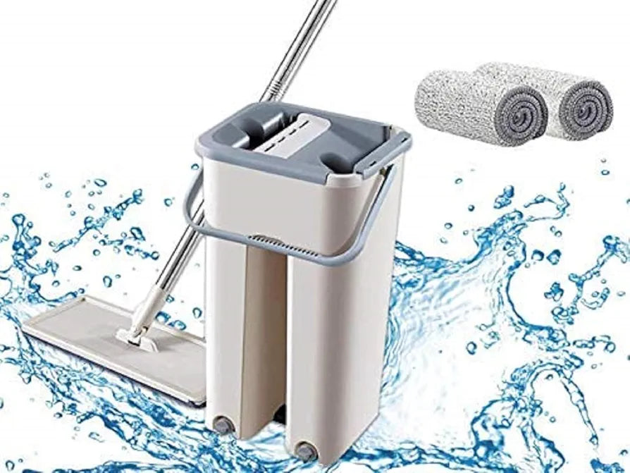 FREE DELIVERY                         SMART HANDS-FREE FLAT MOP WITH BUCKET SET | 360° ROTATING FLOOR CLEANER WITH ULTRA-ABSORBENT MICROFIBER PADS FOR EFFORTLESS HOME CLEANING TOATAL PAD 2