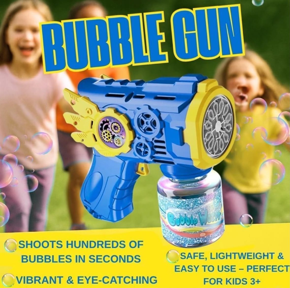 AUTOMATIC BUBBLE GUN TOY – FUN BUBBLE BLASTER FOR KIDS