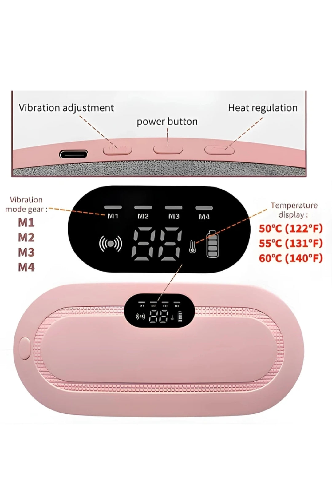 PORTABLE MENSTRUAL HEATING PAD - CORDLESS ELECTRIC PERIOD CRAMP RELIEF BELLY MASSAGER BELT