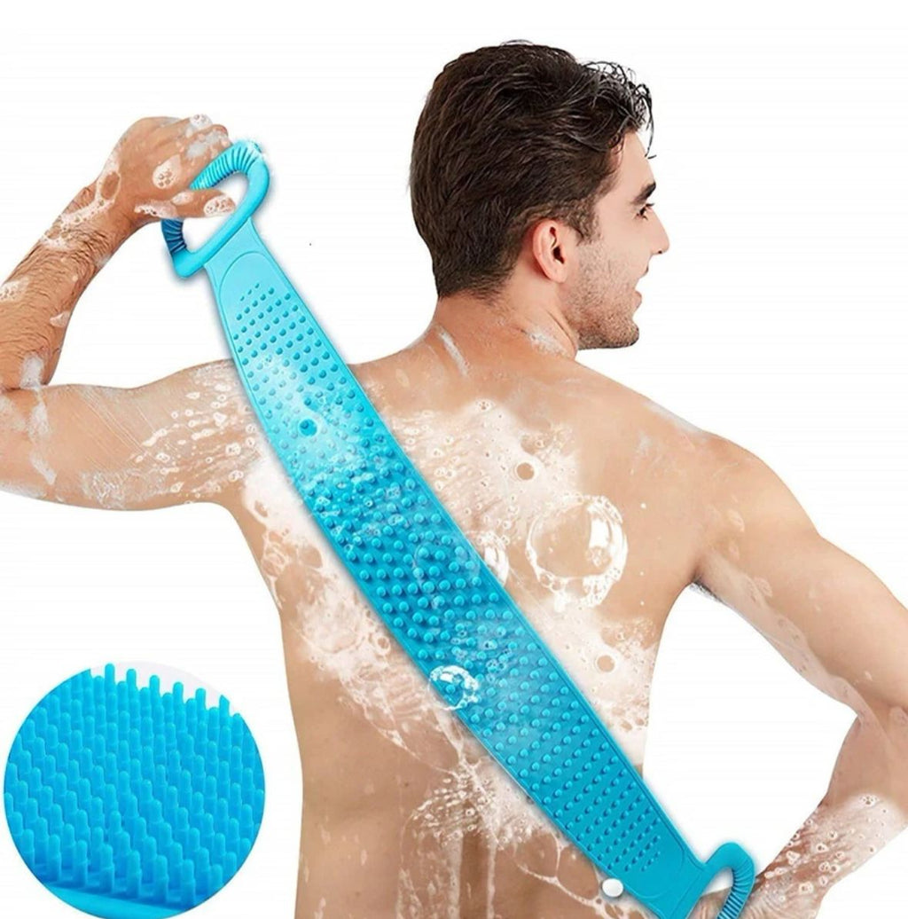 PREMIUM SILICONE BACK SCRUBBER FOR SHOWER – DOUBLE-SIDED EXFOLIATING BATH BODY STRAP WITH COMFORT HANDLES