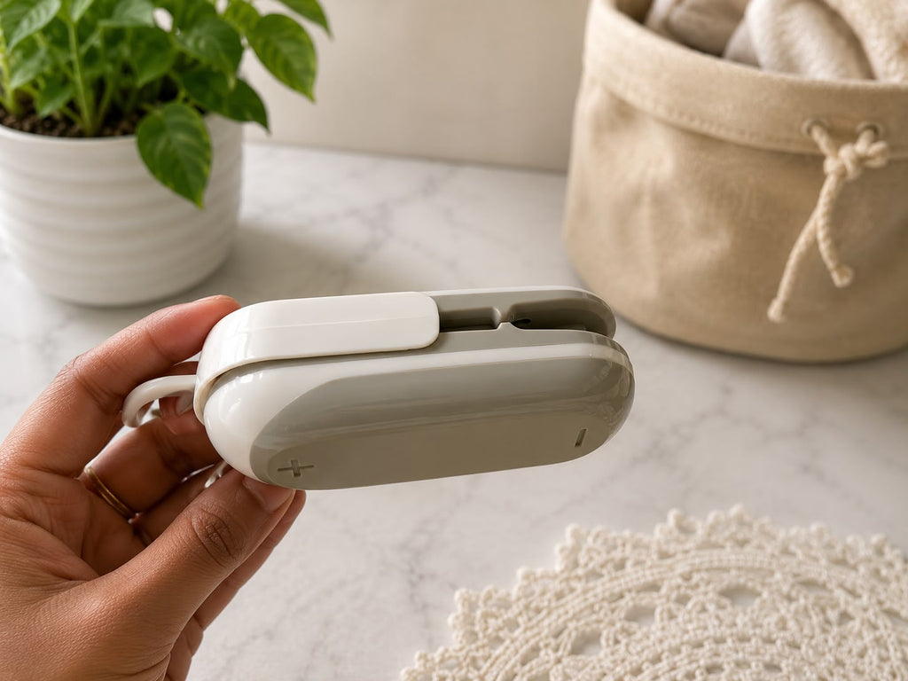 2-IN-1 PORTABLE MINI BAG SEALER AND CUTTER – HANDHELD HEAT SEALER FOR FOOD STORAGE, PLASTIC BAG RESEALER, AND KITCHEN GADGET